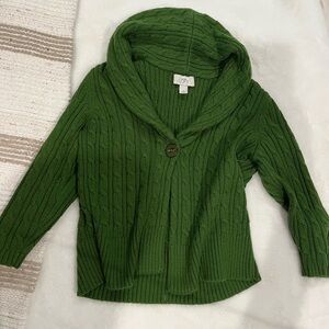 LOFT Forest Green Cable Knit Cardigan